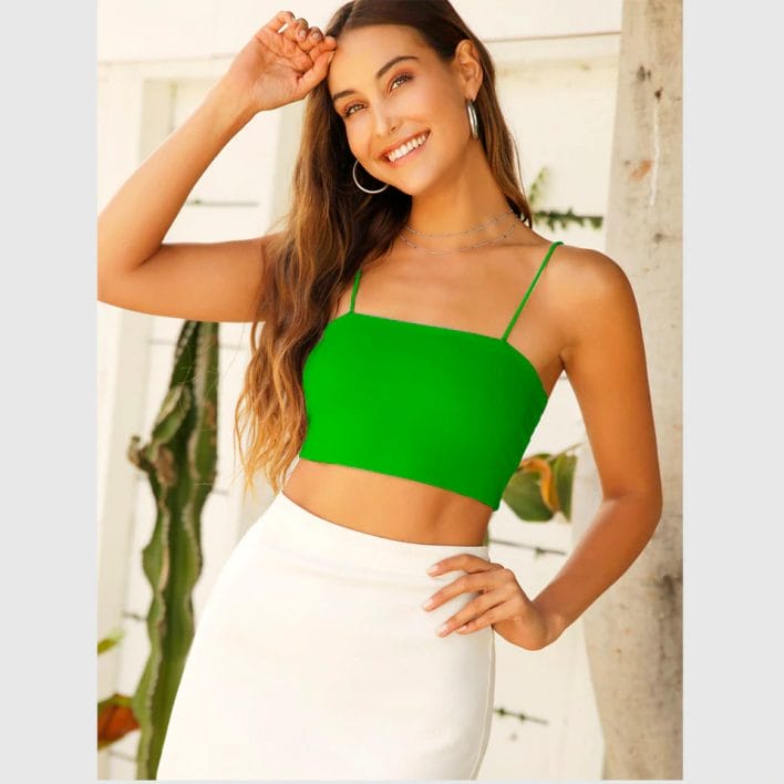 Green Strappy Crop Top