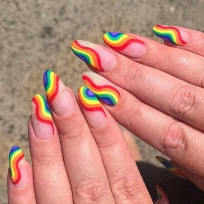 Wavy Rainbow Nails