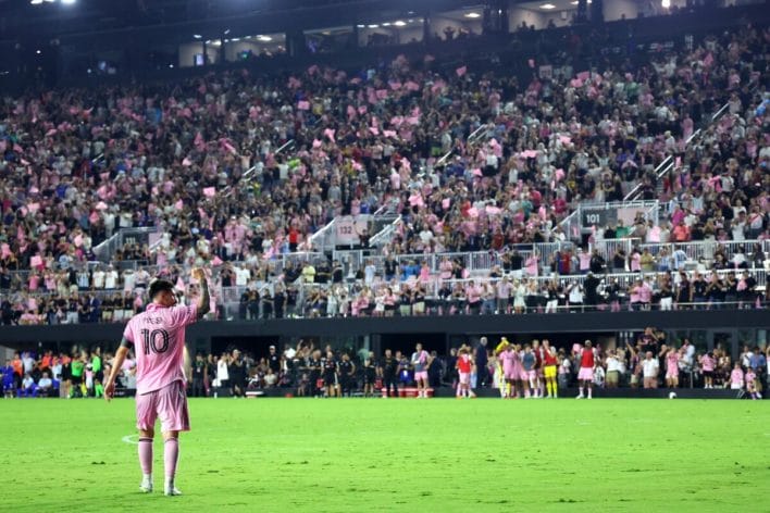 Leo Messi made his debut with Inter Miami in front of thousands of people. Photo: Mike Ehrmann/Getty Images.